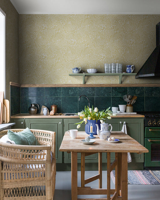 Bloemenbehang - Siv geel