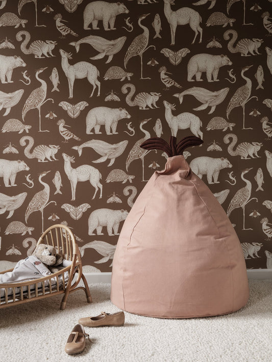 Nursery Wallpaper - Animals Toffee by Ferm Living