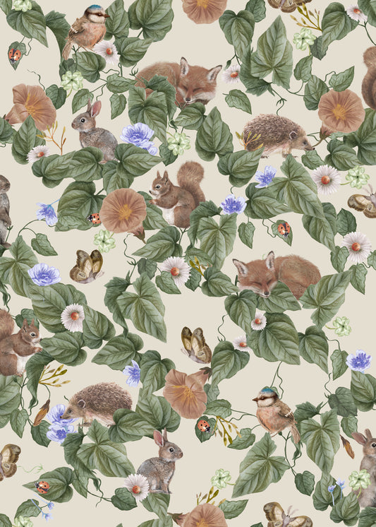 Nursery Wallpaper - Forest Lullaby - Linen