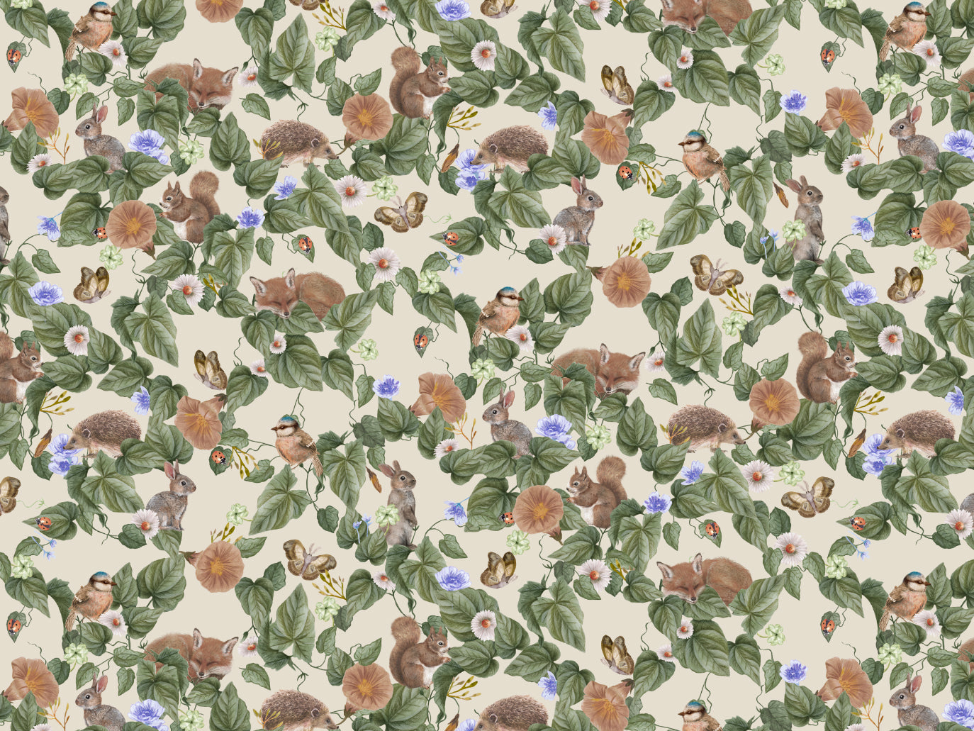Nursery Wallpaper - Forest Lullaby - Linen