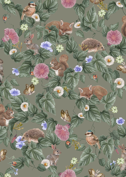 Nursery Wallpaper - Forest Lullaby - Moss