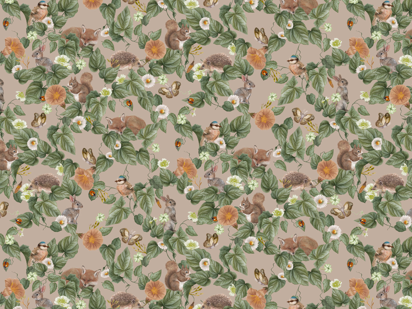 Nursery Wallpaper - Forest Lullaby - Dusty Rose