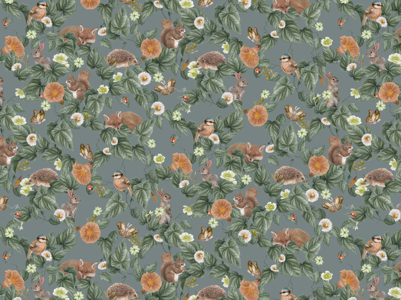 Nursery Wallpaper - Forest Lullaby - Teal