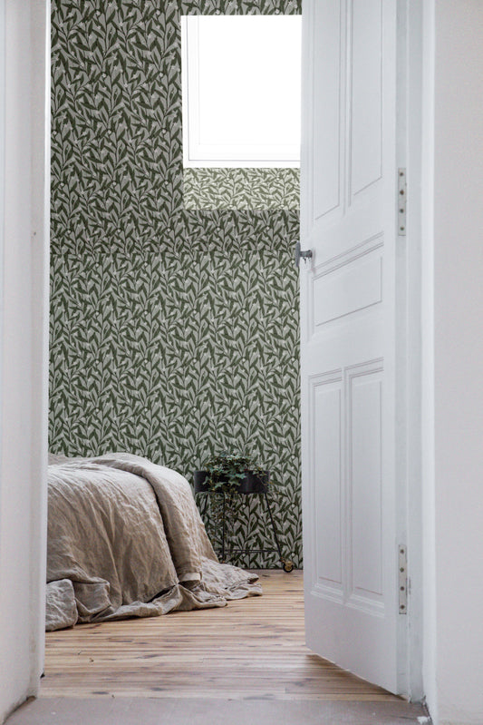 Summer Gray Wallpaper - Anemone - Dark Green