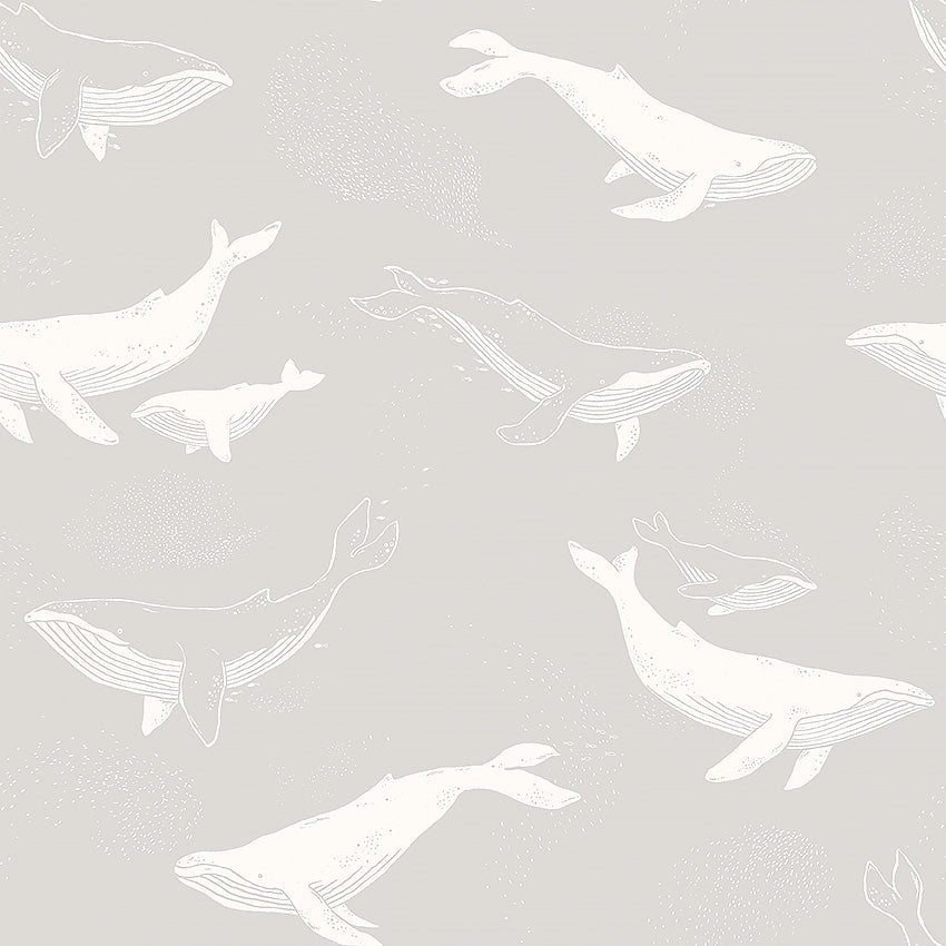 Borastapeter Wallpaper - Whales - Grey