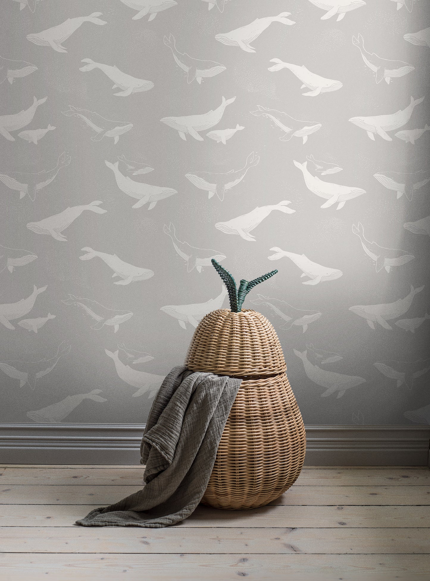 Borastapeter Wallpaper - Whales - Grey